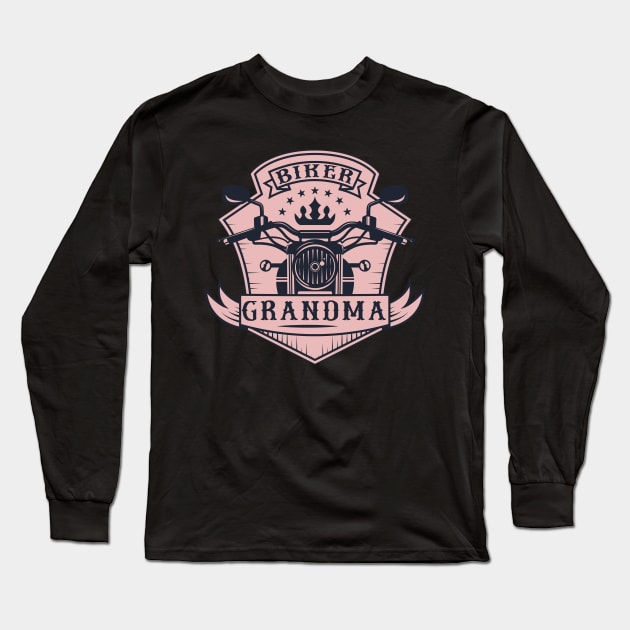 Biker Grandma Pink Motorcycle Granny Long Sleeve T-Shirt by EPDROCKS